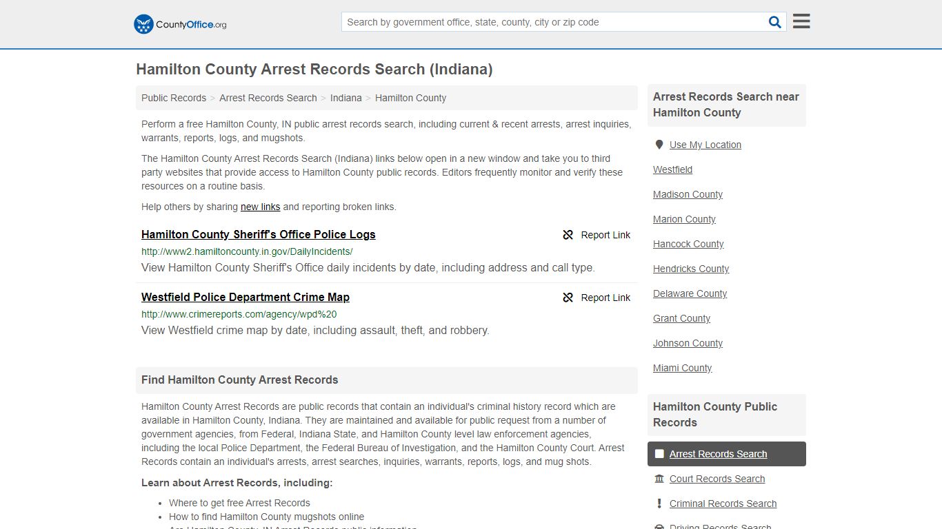 Arrest Records Search - Hamilton County, IN (Arrests & Mugshots)
